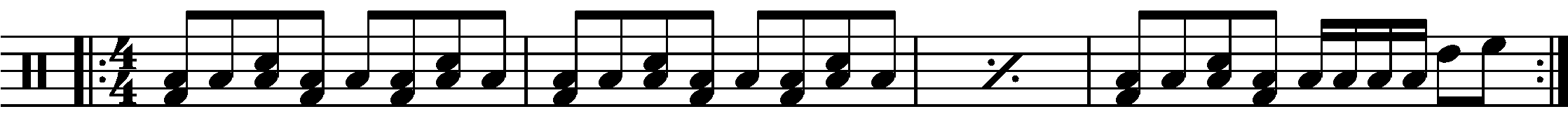 A four bar phrase using 3e+a4+ fills.