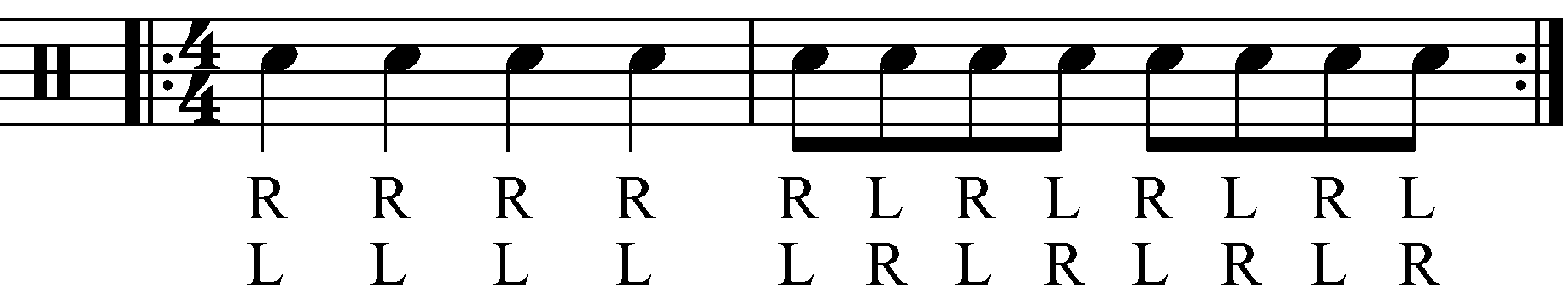 The quarter note version of the exercise