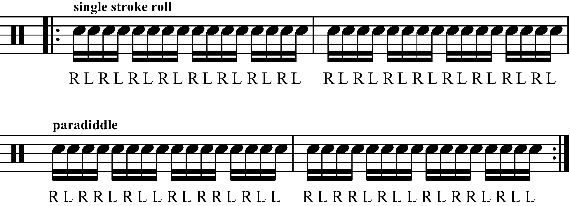 Singles To Paradiddles As Sixteenth Notes