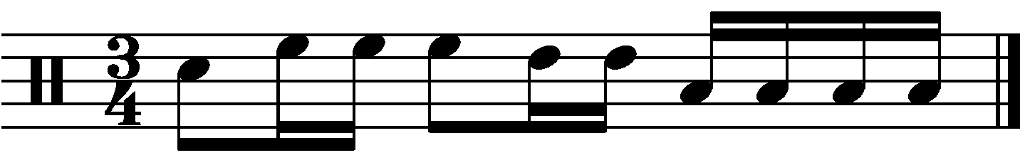 A full bar rhythmic fill in 3/4