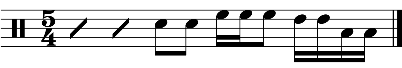 A full bar rhythmic fill in 5/4