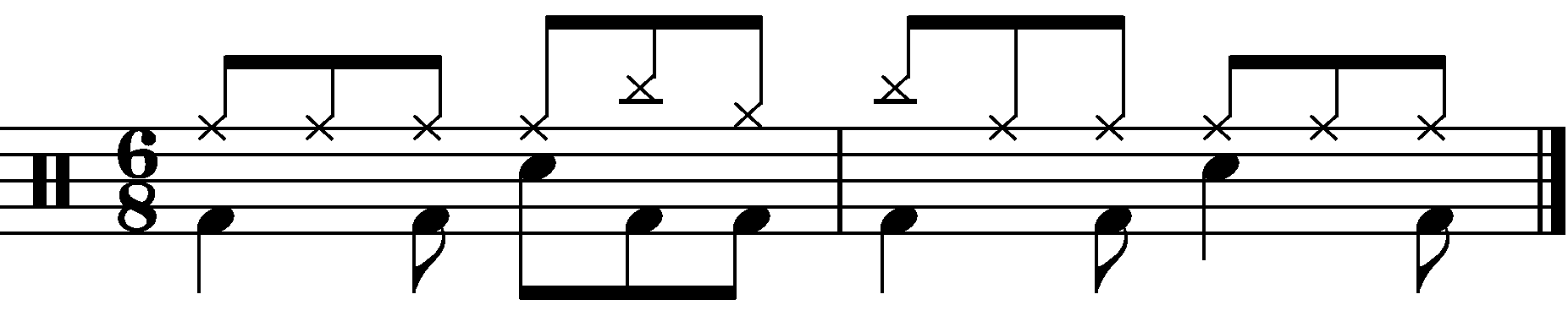The concept applied to a 6/8 groove