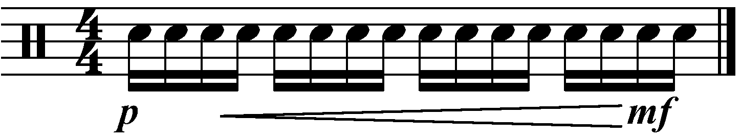A 16th note fill with dynamics.