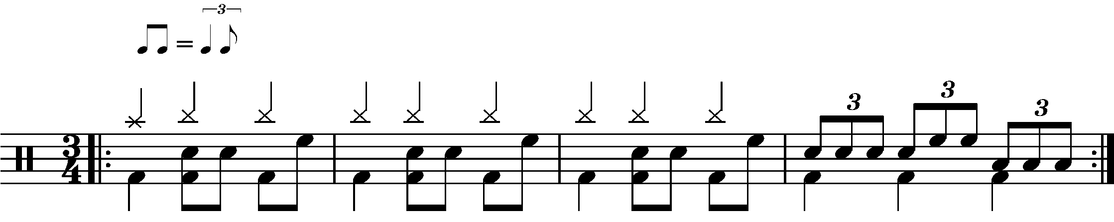 A four bar phrase in swing time.