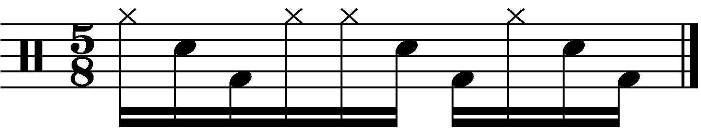 A 5/8 fill built around a linear sixteenth note pattern