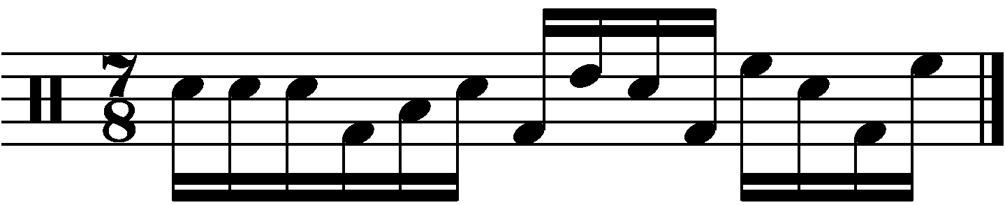A 7/8 fill built around a linear sixteenth note pattern