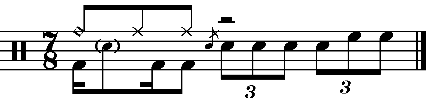 A 7/8 fill built around two beats of eighth note triplet