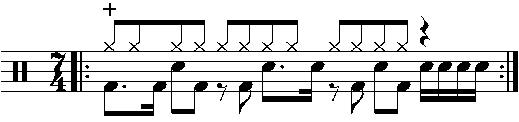 A one beat fill at the end of a bar of 7/4