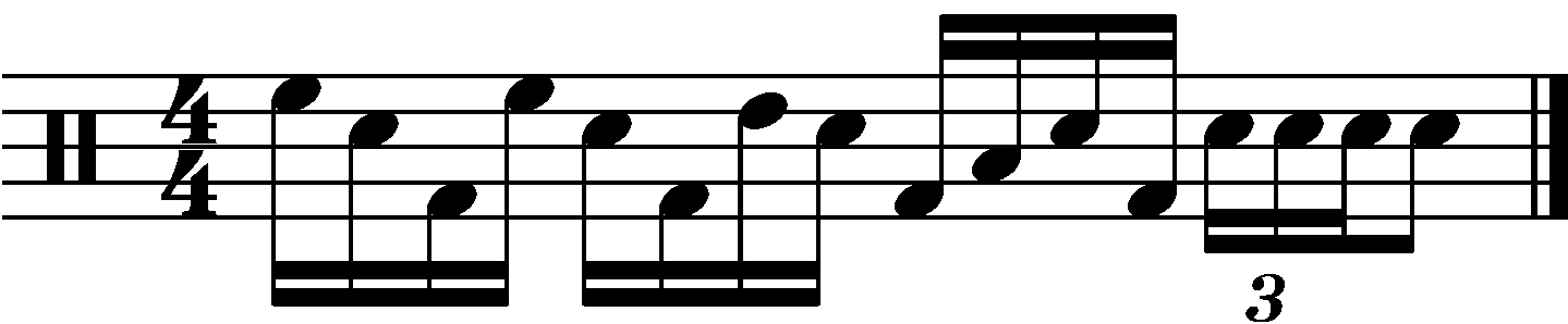 A syncopated fill using hands and feet.