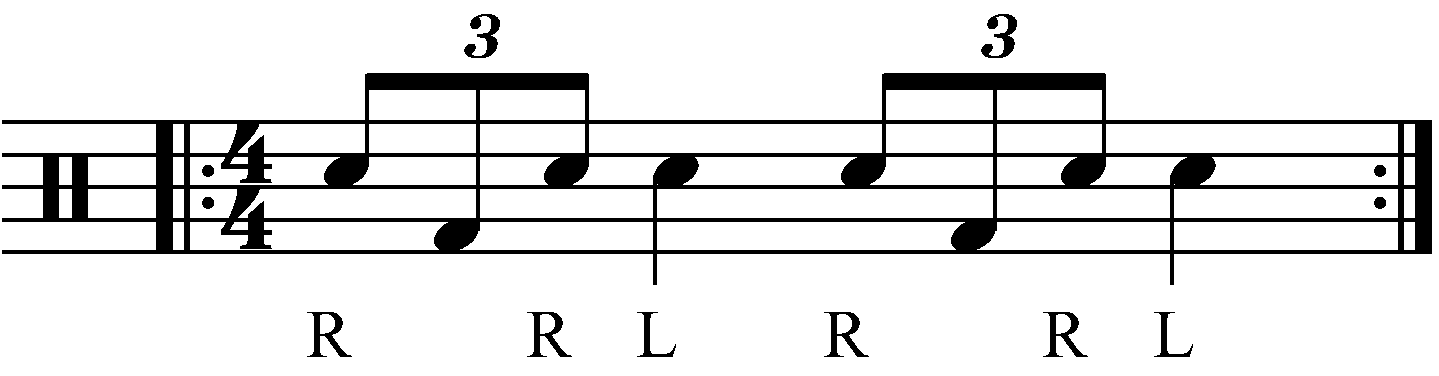 The basic part as eighth note triplets