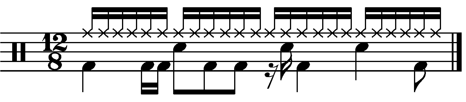 A 12/8 groove with a 16th note right hand