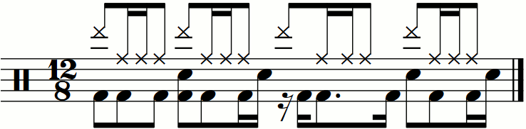 A 12/8 groove with extra 16th note right hands