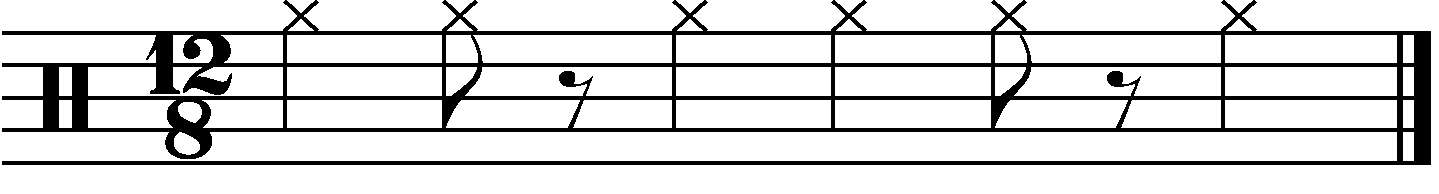 The compound time version of the rhythmic notation.