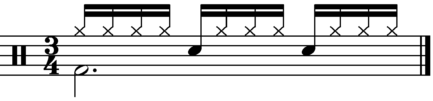 A 16 beat groove in 3/4