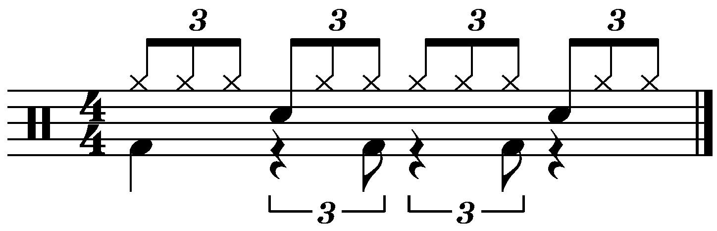 A 16 beat groove built from a single stroke triplet