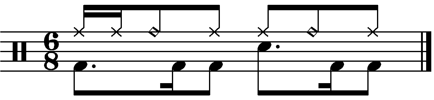 A 6/8 groove with accented mid notes