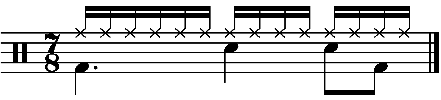A 7/8 groove with a 16th note right hand