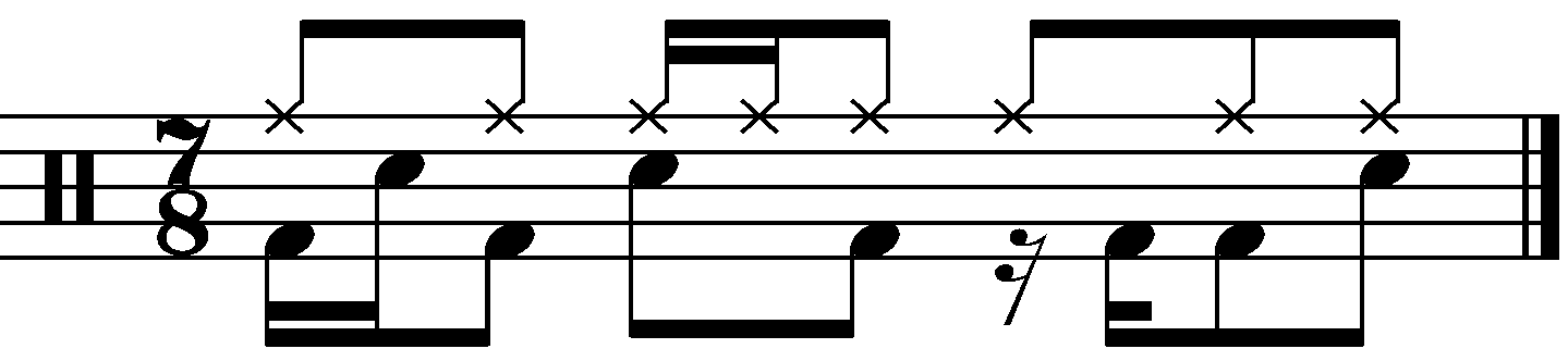 Decorating a 7/8 groove with 16th notes in the right hand