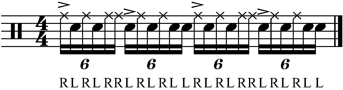 Double Paradiddle orchestration with accents.