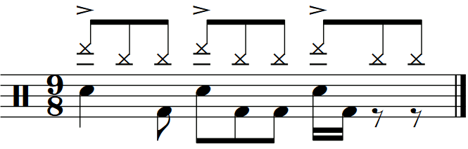A 9/8 groove construction lesson accenting dotted quarter notes