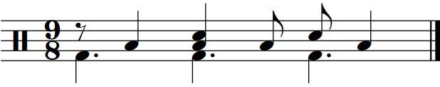 A 9/8 groove with delayed crotchets on the right hand