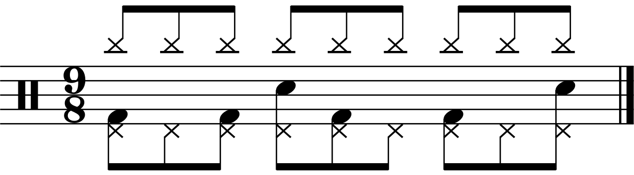 A 9/8 groove with the left foot counting quavers