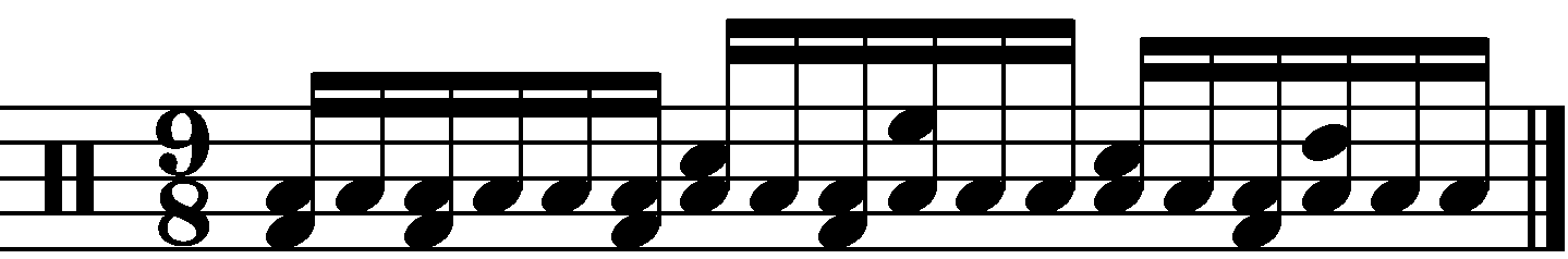 A 9/8 groove with a sixteenth note right hand