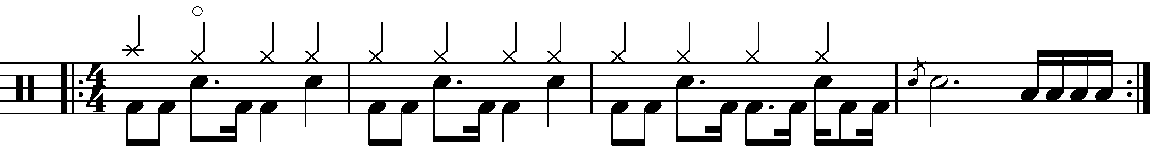 A four bar phrase made of three parts.