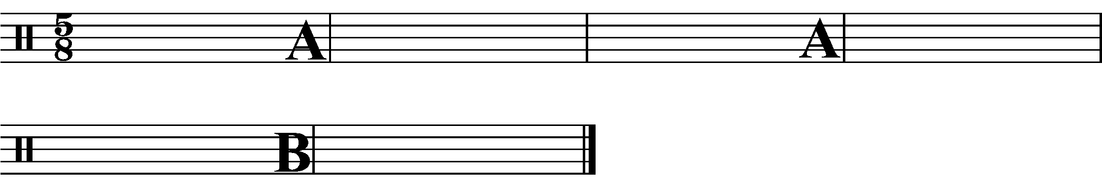A six bar phrase made up of three 2 bar section.