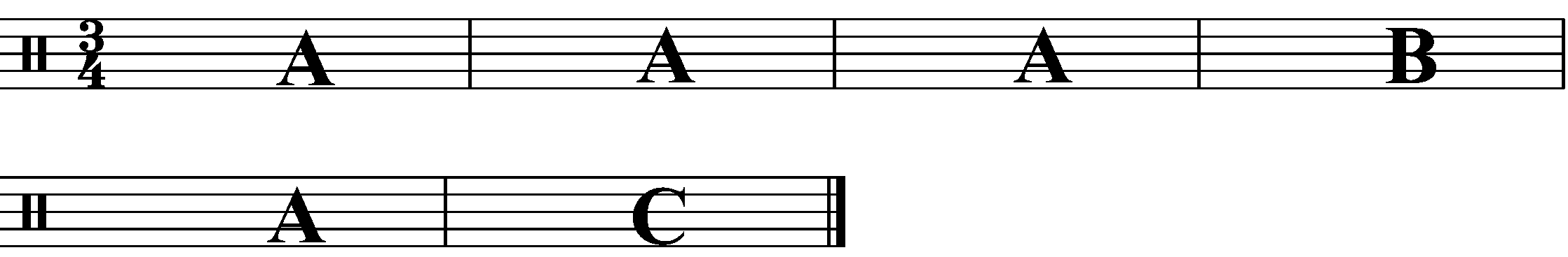A six bar phrase made up of multiple sections