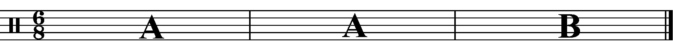 A three bar phrase made up of 2 lots of A followed by a B in the time signature of 6/8.