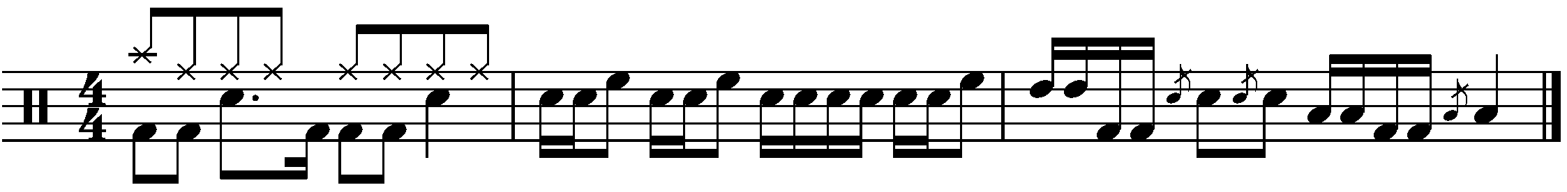 A three bar phrase made of two parts.