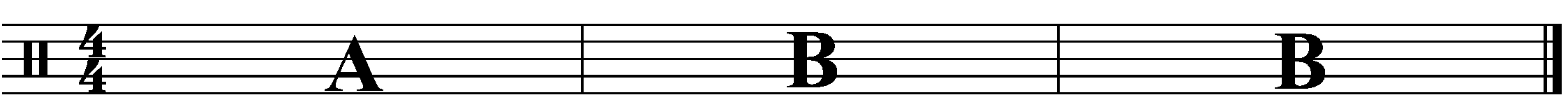A three bar phrase made up of two different parts.