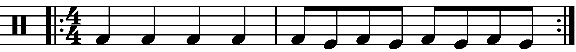 The quarter note to eighth note exercise.