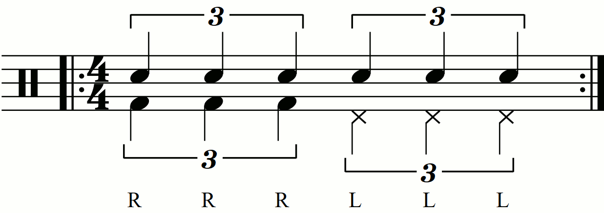 The quarter note triplet exercise with hi hats.