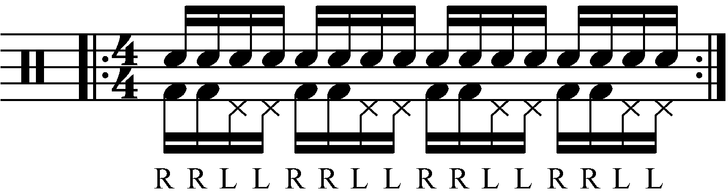 The sixteenth note exercise with hi hats.