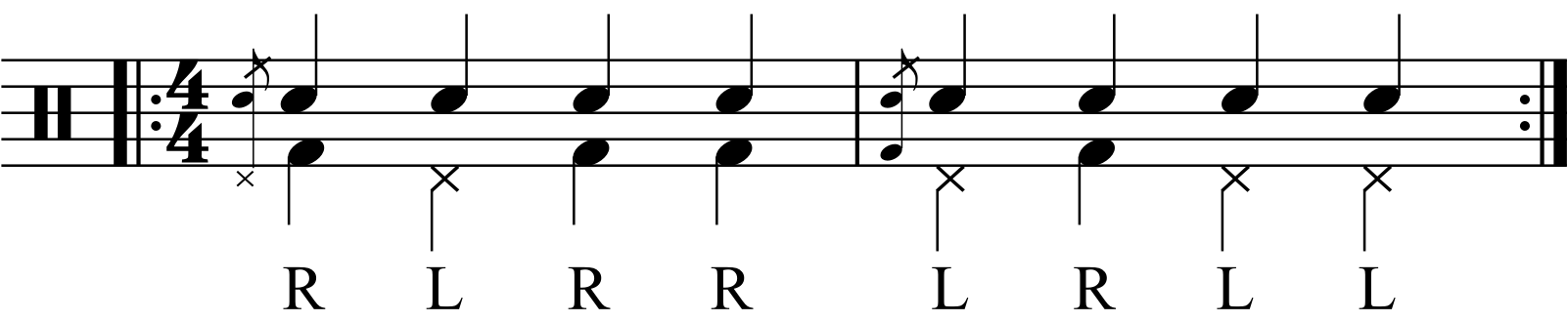 The quarter note exercise with hi hats.