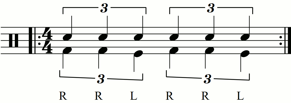 The quarter note triplet exercise with double kick.