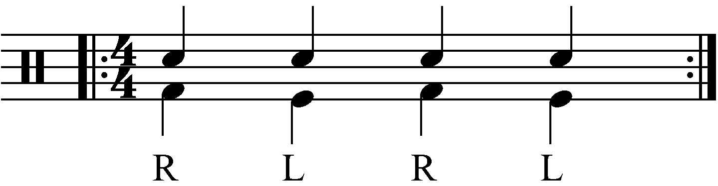 The quarter note exercise with double kick.