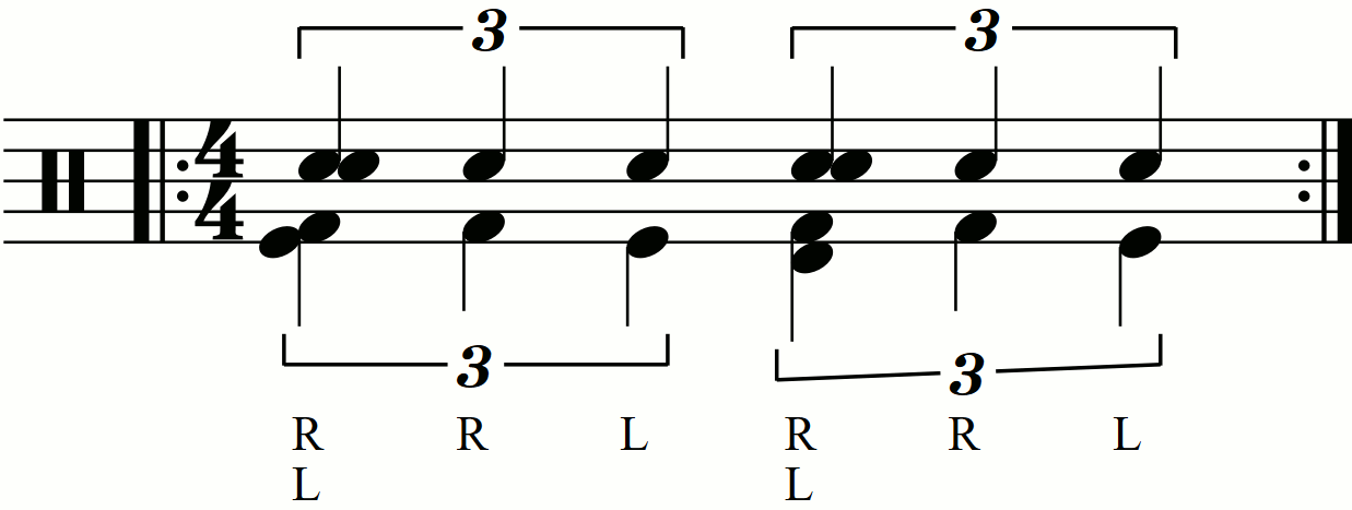 The quarter note triplet exercise with double kick.