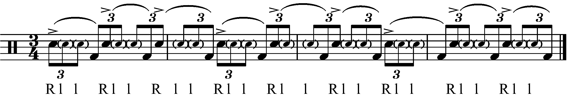 The RLLF exercise played over triplets in 3/4.