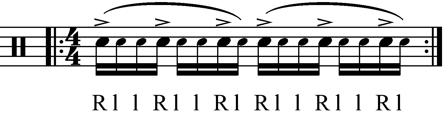 The accented 16th note version of the exercise.