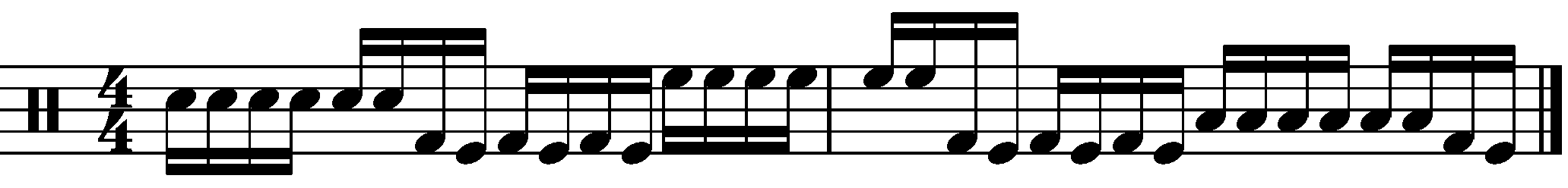 A fill using groups of 4 and double kicks