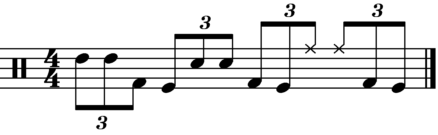 A fill using groups of 2 and double kicks. 