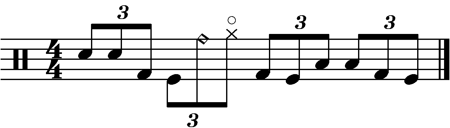 A fill using groups of 2 and double kicks. 