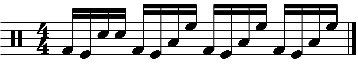 A fill using groups of 2 and double kicks