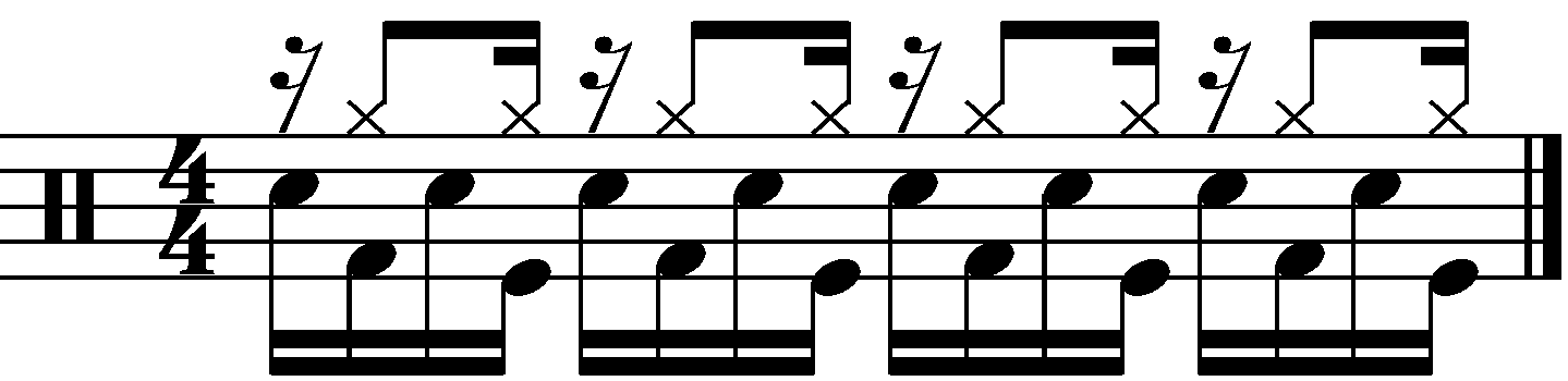 The subdivided eighth note blast beat with double kick