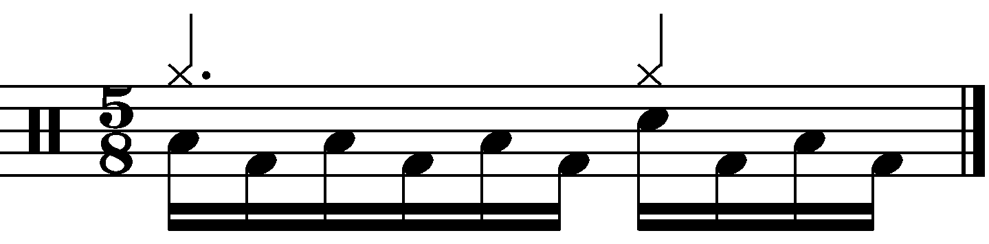 Quarter note hi hats, snare with the right.