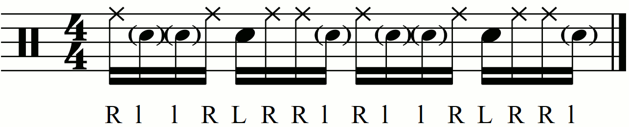 The hand part for the ghosted inverted paradiddle