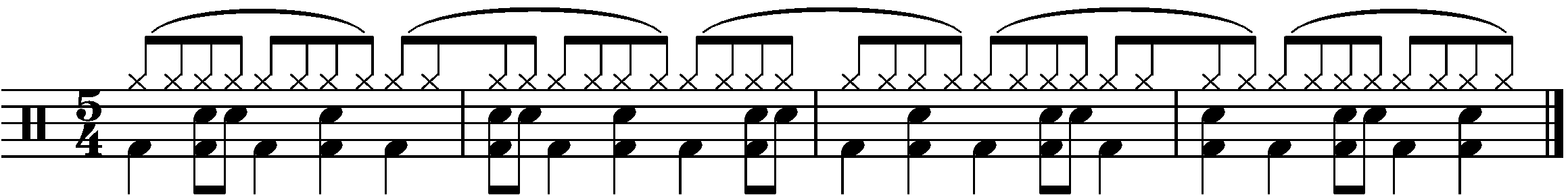 A four bar polymetered phrase